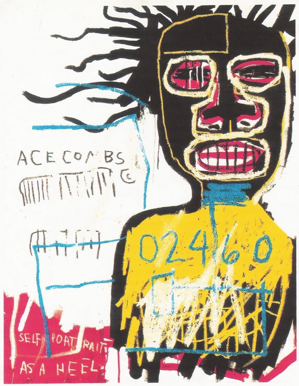 Jean-Michel Basquiat. Self-Portrait. Pursued. 1982. Acrylic and oil pencil on canvas. 127 x 102 cm