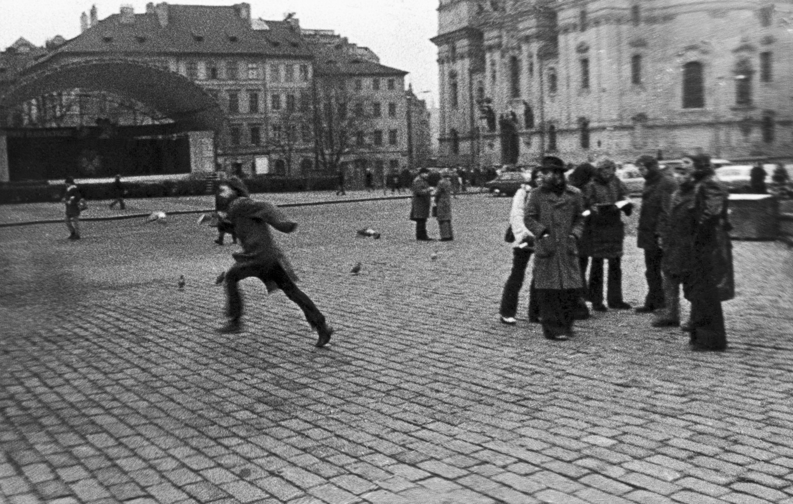 Jiř&iacute; Kovanda January 23rd, 1978, Prague I had a date with several of my friends...we were standing in the square talking&hellip; suddenly, I started to run&hellip; I was running over the square and got lost in one of the streets&hellip; b/w photograph Credits: gb agency, Paris and Krobath, Wien/Berlin