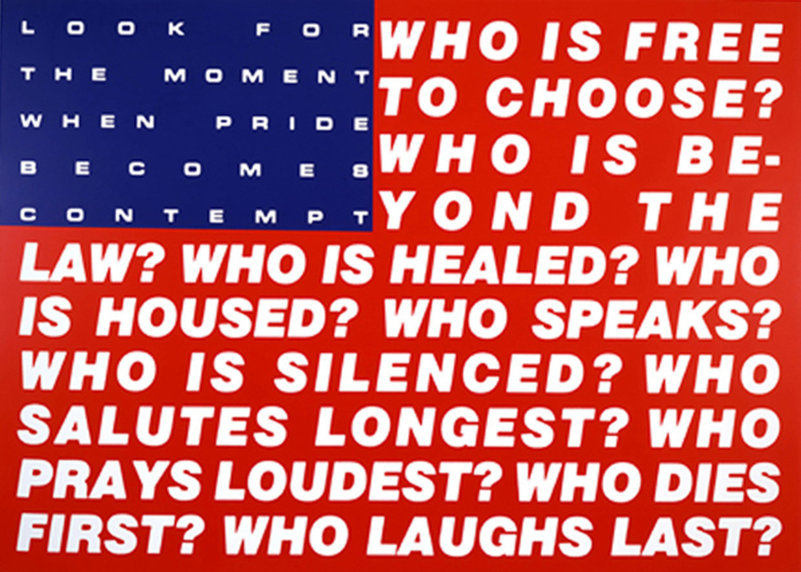 Barbara Kruger  Untitled  (Questions), 1991  Silkscreen  167.6 x 236.2 cm  Courtesy Mary Boone Gallery, New York