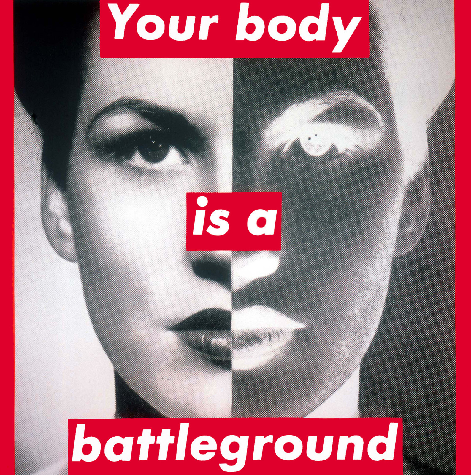 Барбара Крюгер  Без названия (Ваше тело является полем битвы). 1989  Шелкография. 284,48 x 284,48 см