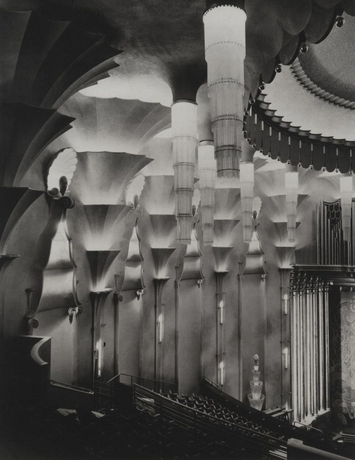 Ernest Walmsley Lewis. New Victoria Cinema interior design, London. 1930 &copy; English Heritage, NMR