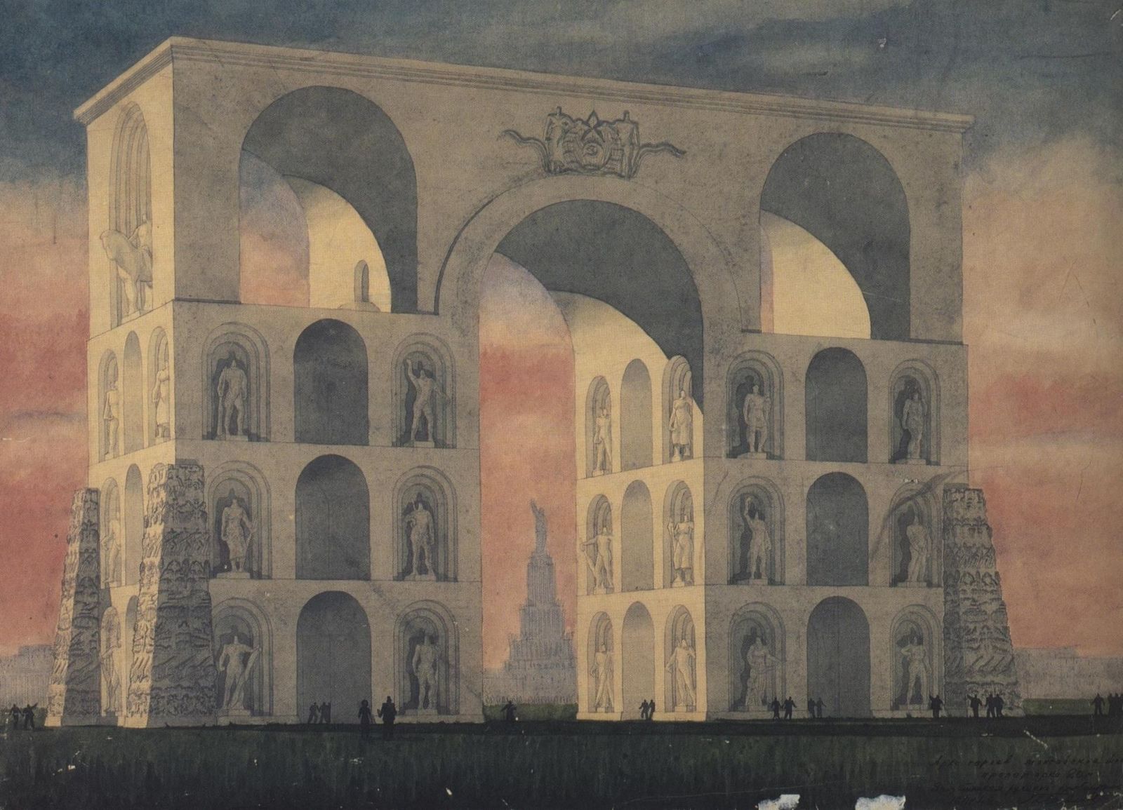 Джованни Гуэррини. Схема подсветки Дворца итальянской цивилизации. 1940 &copy; Massimo &amp; Sonia Cirulli Archive