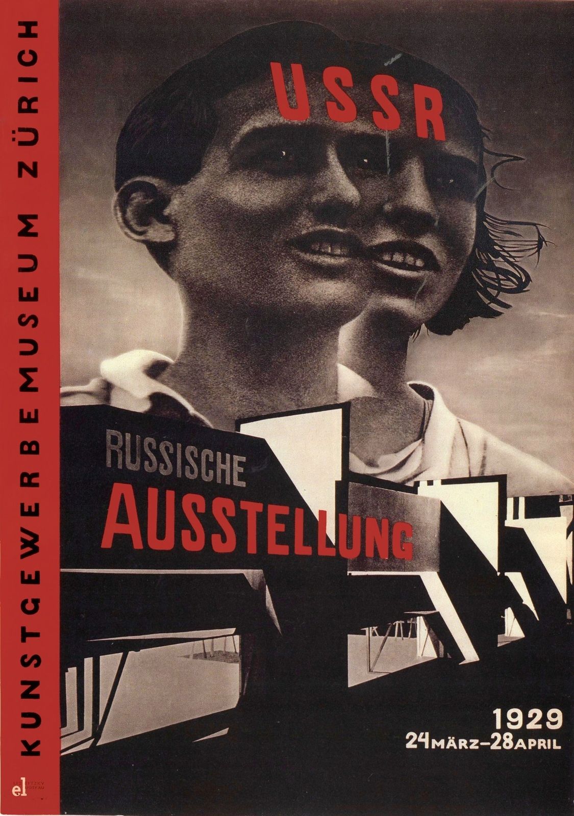 El Lissitzky. Poster for Russische Ausstellung [The Russian Exhibition]. Kunstgewerbe&nbsp;Museum,&nbsp;Zurich. 1929.