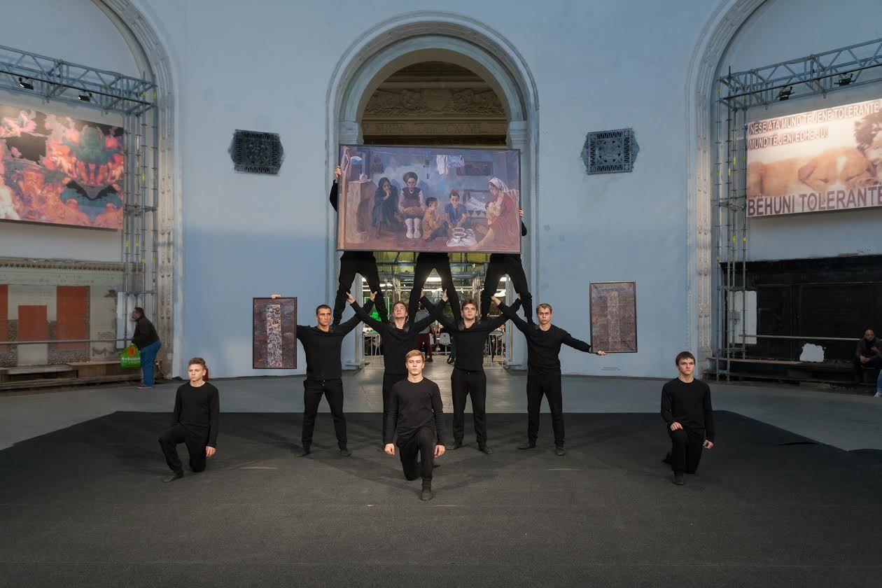 Taus MakhachevaOn the Benefits of Pyramids in Cultural Education, Strengthening of National Consciousness, and the Formation of Moral and Ethical Guideposts, 2015  Performance documentation at the Sixth Moscow Biennale of Contemporary Art.Photo: Ivan ErofeevCourtesy of the artist