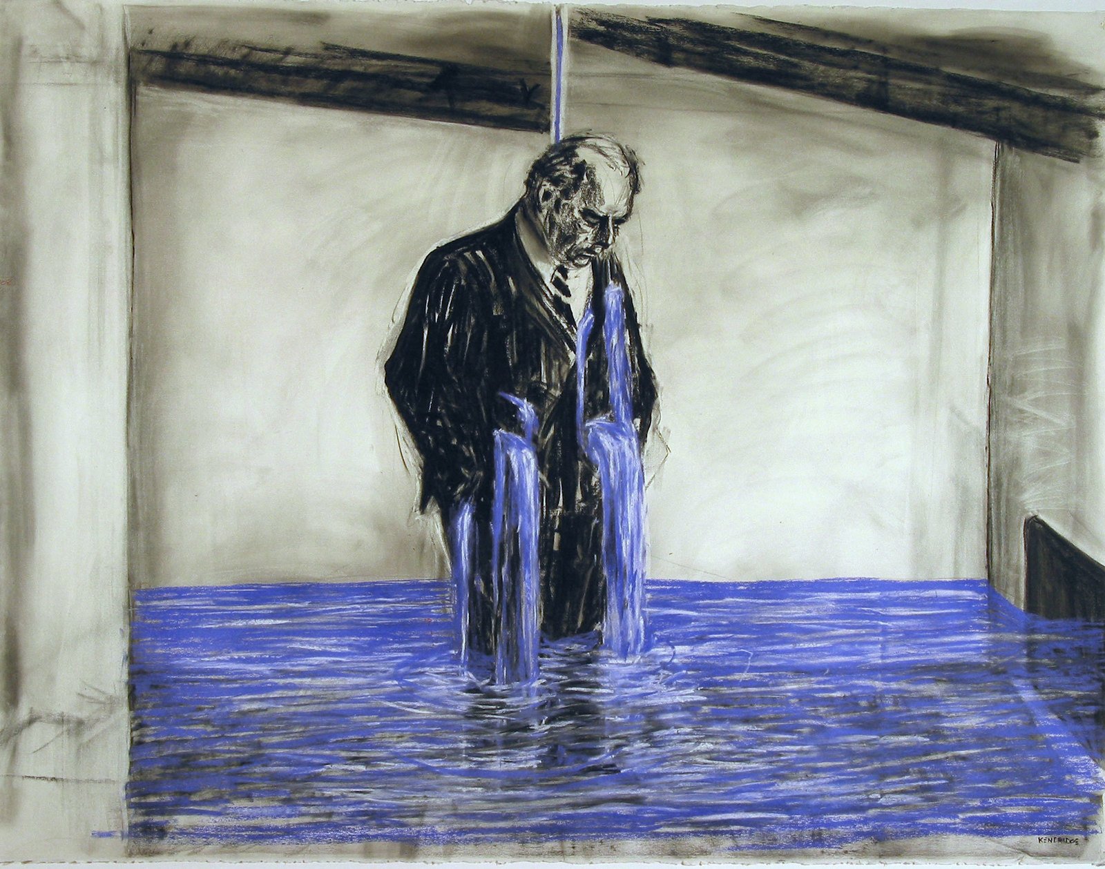 William Kentridge.&nbsp;Drawing from Stereoscope.&nbsp;1998&ndash;99. Charcoal, pastel, and colored pencil on paper, 47 1/4 &times; 63&Prime; (120 &times; 160 cm). The Museum of Modern Art, New York. Gift of The Junior Associates of The Museum of Modern Art, with special contributions from Anonymous, Scott J. Lorinsky, Yasufumi Nakamura, and The Wider Foundation