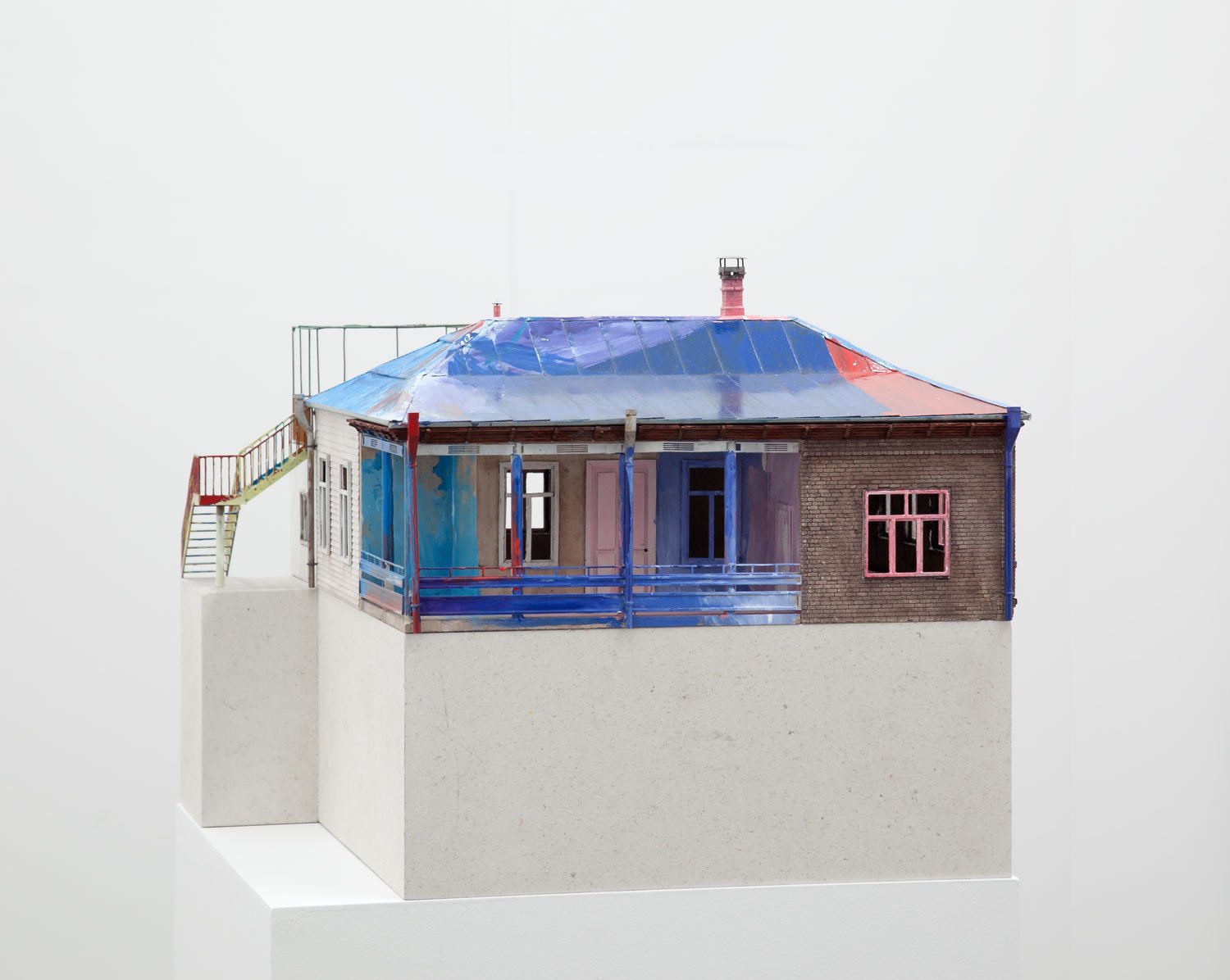 Yet to be titled (the house), 2012Acrylic plaster, wood, steel, gypsum fiber board, and acrylic paintPhoto: Timo Ohler Courtesy of the artist and Gladstone Gallery, New York and Brussels&copy; Andro Wekua
