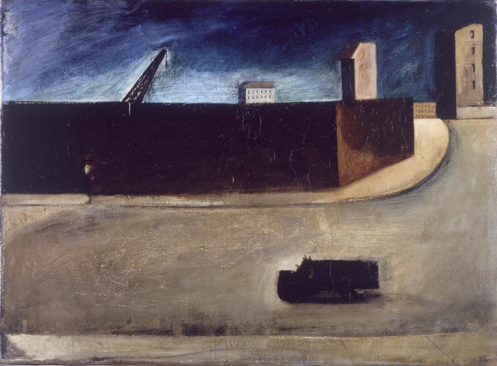 Марио Сирони. Городской ландшафт с грузовиком. 1921