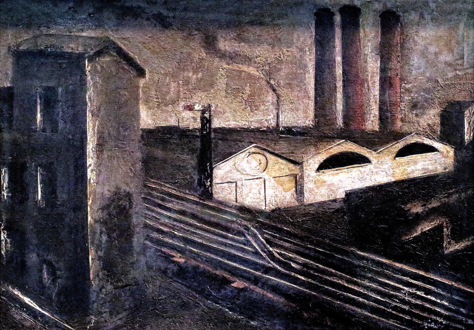 Марио Сирони. Городской ландшафт с дымовыми трубами. 1930. (c.) Pinacoteca Brera
