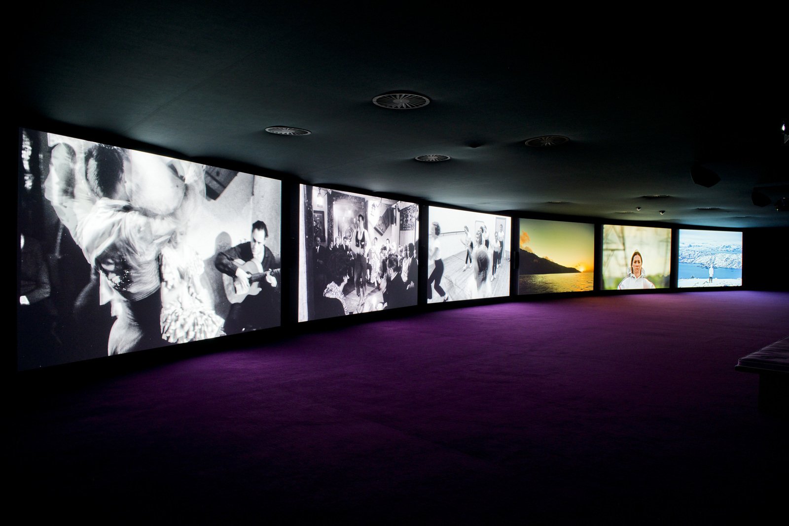 Installation view of John Akomfrah&rsquo;s Purple at Museo Nacional Thyssen Bornemisza, Madrid, 2018Courtesy of the artist, Smoking Dogs Films, and Lisson Gallery