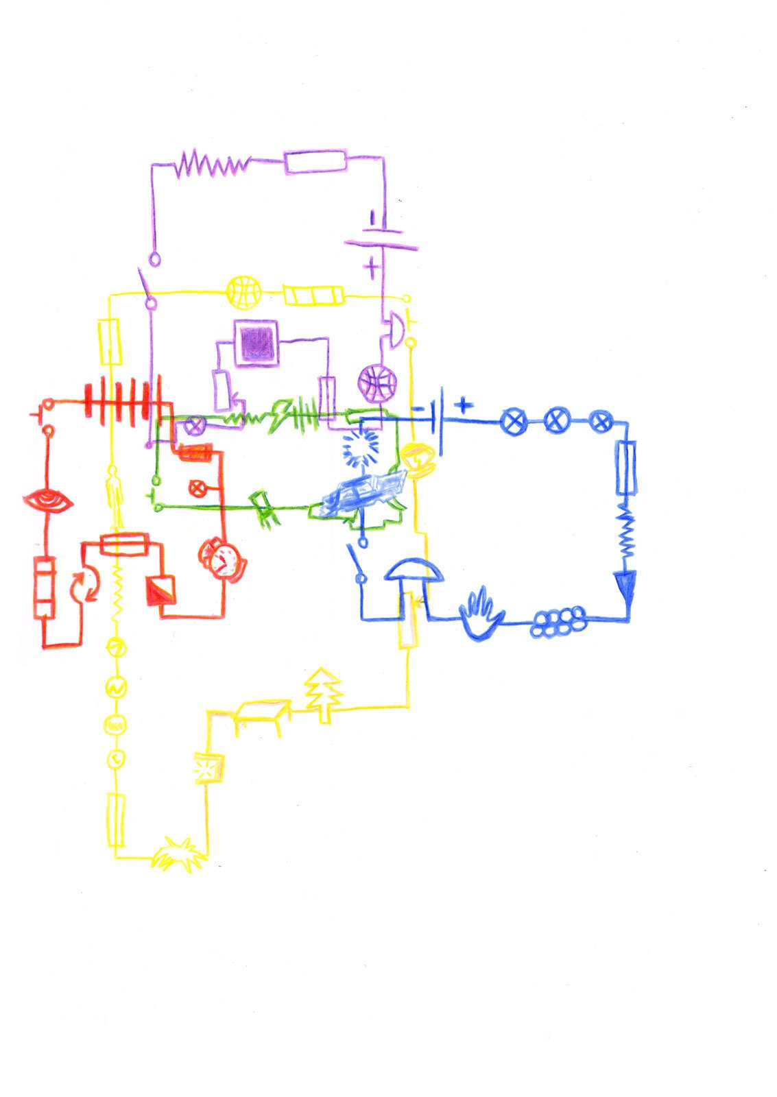 Яков Хорев. Electrical Circuit Arranged as an Apartment / Электрическая цепь в форме квартиры. 2020Бумага, цветные карандашиПредоставлено художником