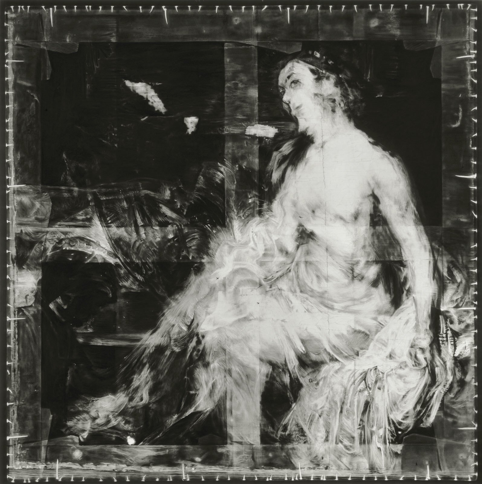 Untitled (X-Ray of Bathsheba at Her&nbsp;Bath, 1654, After Rembrandt), 2015-2016.&nbsp;Charcoal on mounted paper, 70 x&nbsp;70 inches (177.8 x 177.8 cm).&nbsp;Courtesy&nbsp;of the artist and Galerie Thaddaeus&nbsp;Ropac; London, Paris, Salzburg.