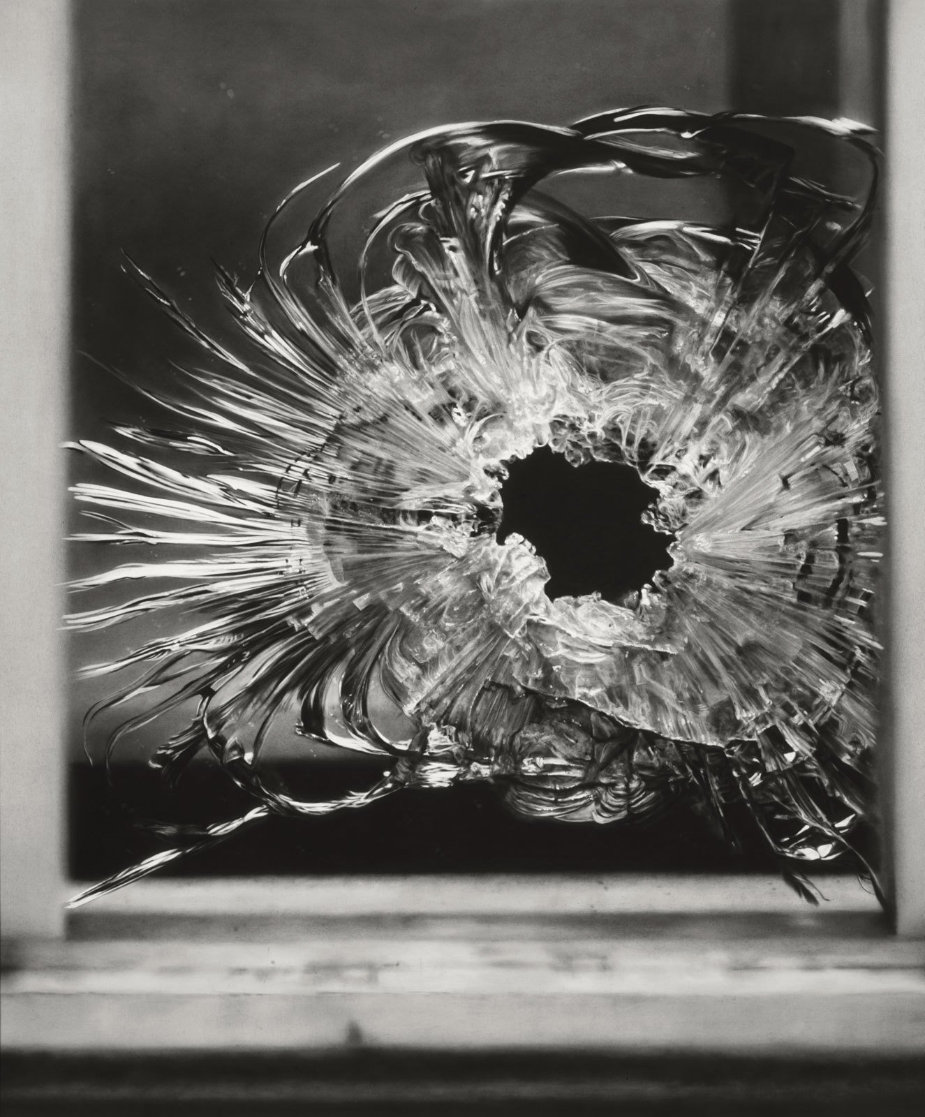 Detail of Untitled (Bullet Hole in Window, January 7, 2015)