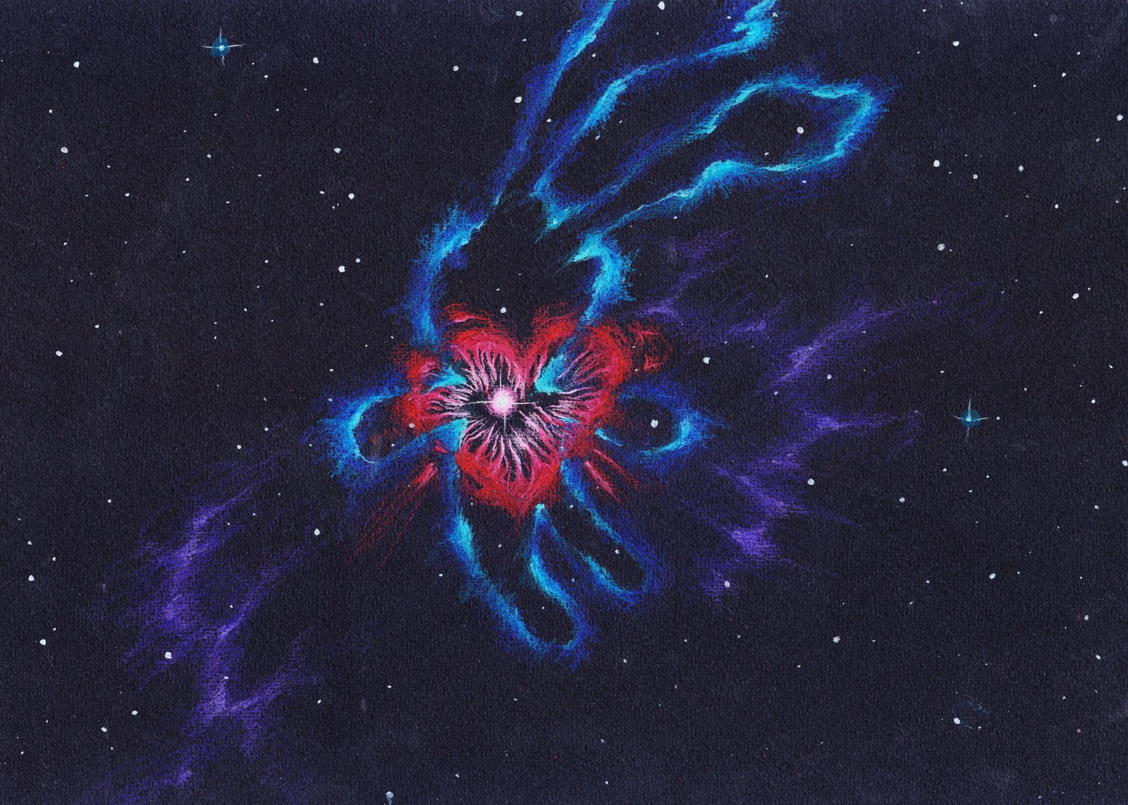 Rostan TavasievLovestruck Hare CAPOS(PN) 0005. Project for a Planetary Nebula in the Hydra Constellation, 2020Colored pencil on paperCourtesy of the artist