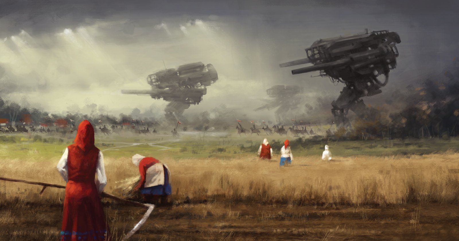Jakub Rozalski, Before the Storm, from the series World of 1920+Courtesy of the artist