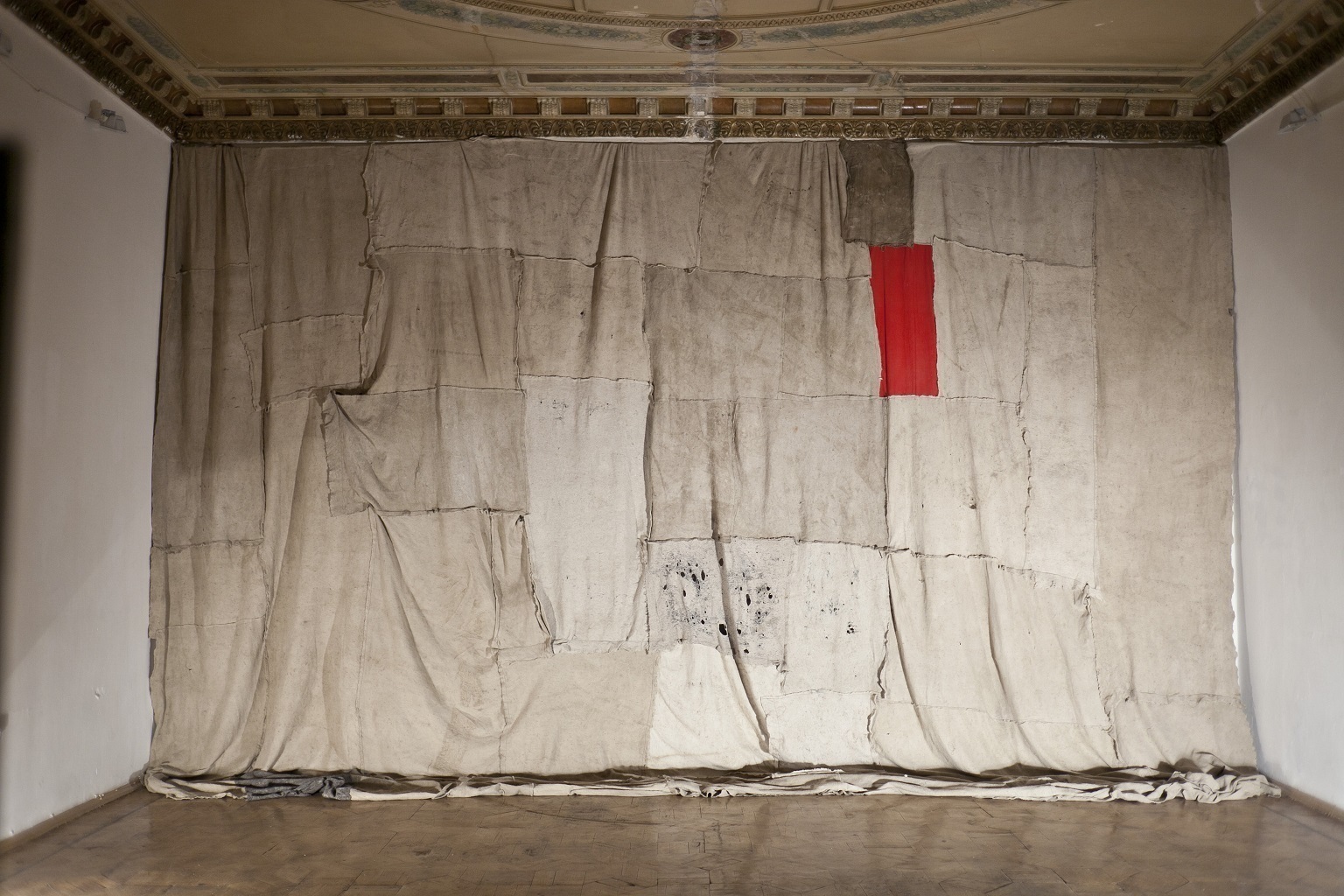 Haim SokolThe Curtain, 2013Hessian for Floor Cleaning (Floor Rag)7х4,5 mPhotograph by Mark BoyarskyCourtesy of the artist