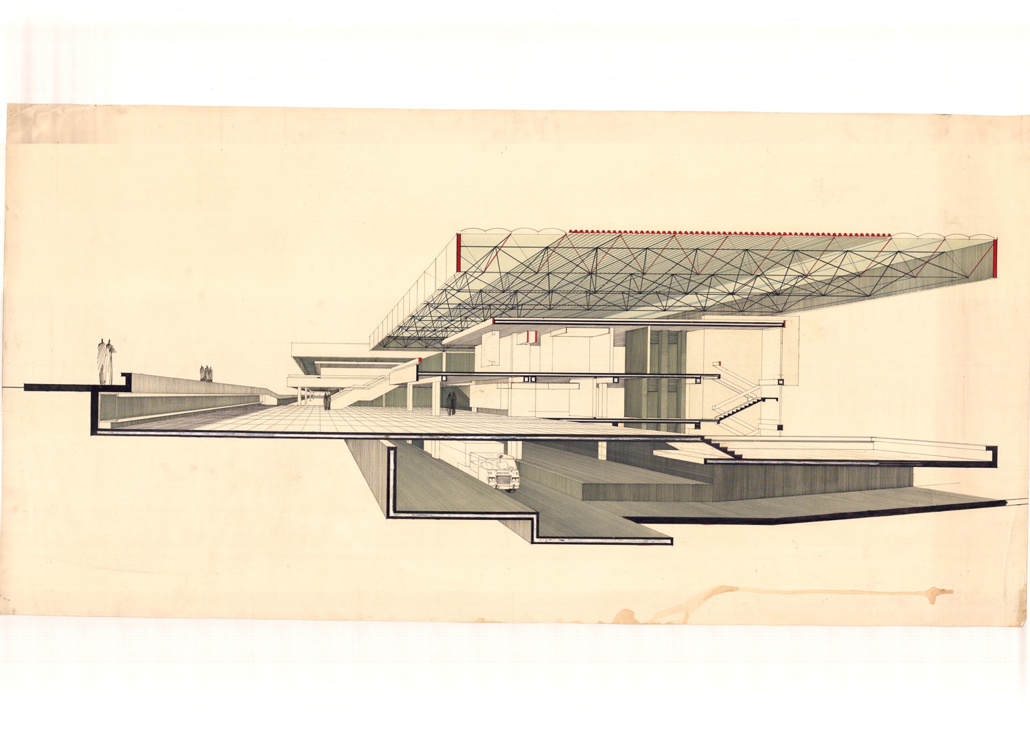 Проект подземной урбанизации по улице Абовяна, Ереван/Армения, поздние 1970-е. Архитектор: С. Кюркчян