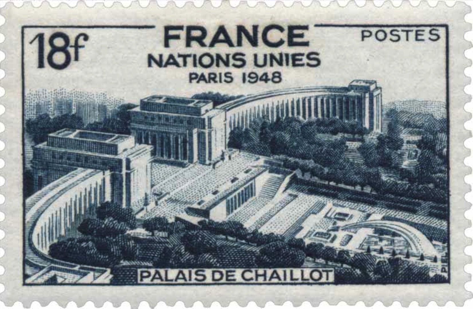Louis-Hippolyte Boileau, Jacques Carlu and Léon Azéma. Palais de Chaillot, Paris. 1937. Postage stamp