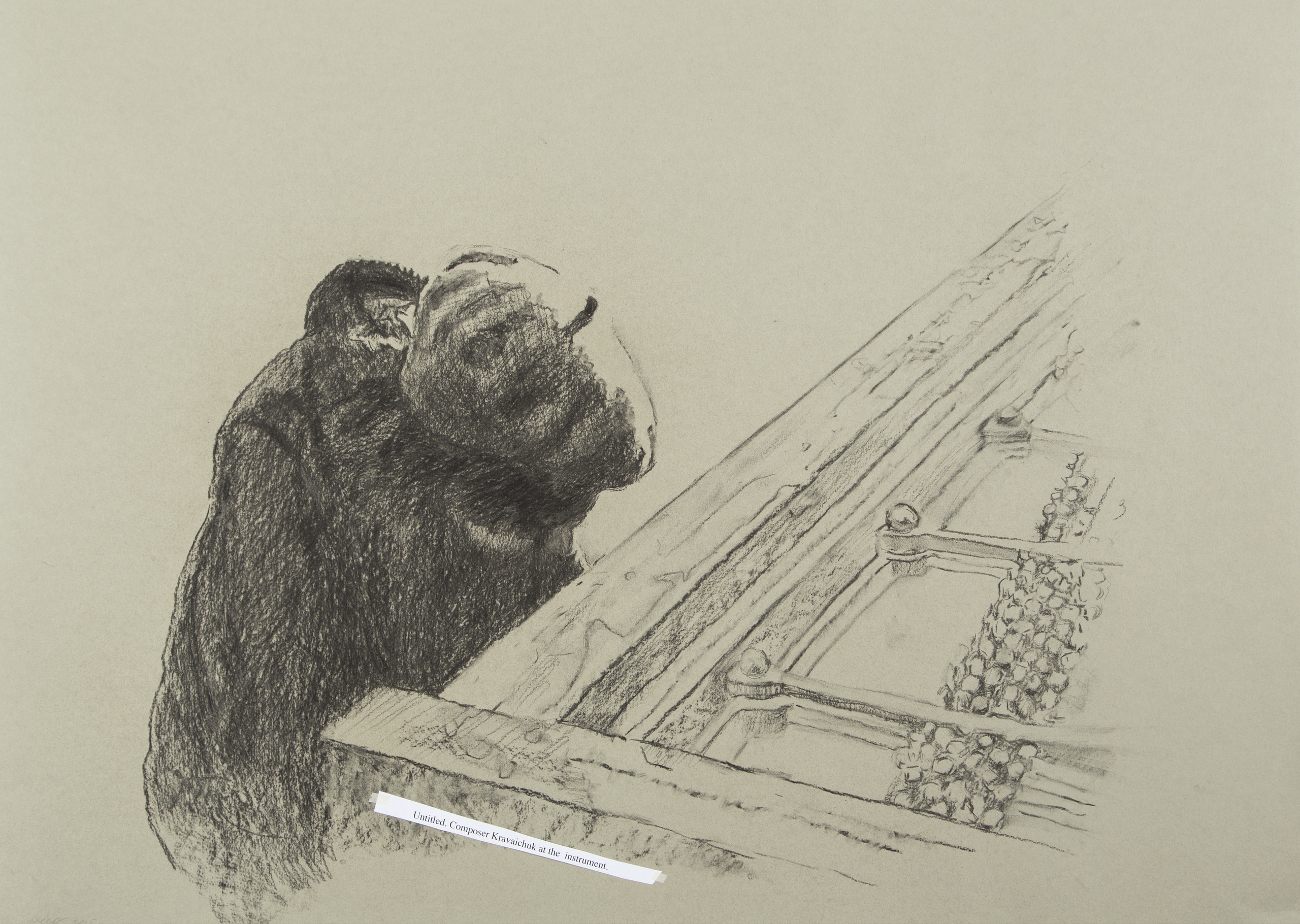 Olga Chernysheva. Untitled (Composer), 2015. Charcoal on paper. 73 x 97 x 5 cm.Courtesy Pace Gallery