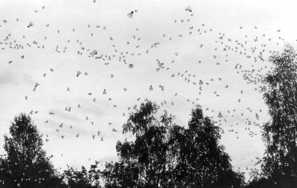 Дмитрий Гутов. Воланы (совместно с К. Бохоровым). 1992. Инсталляция