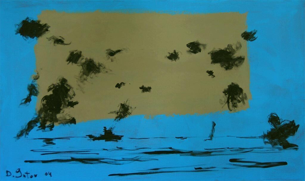 Дмитрий Гутов. Разговор о неясных путях кисти (совместно с К. Бохоровым). Небо. 2004. Собрание Сергея Гридчина