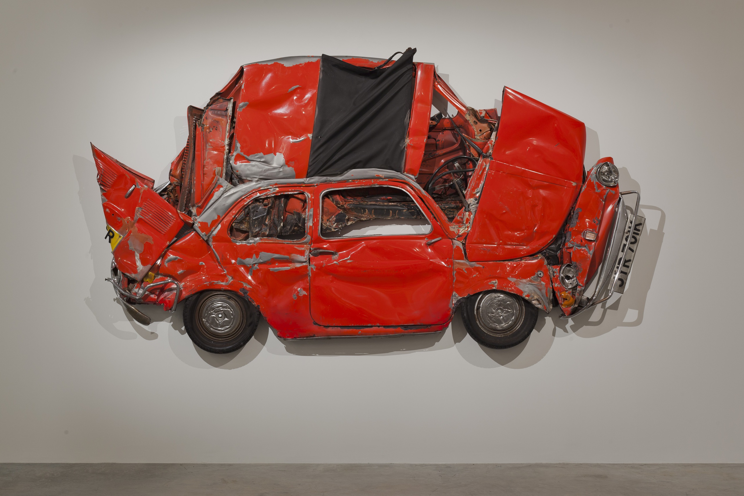 Pressed Flower Red, 2013Steel, glass, leather, plastic and vinyl.370 x 200 x 20 cm Courtesy Gary Tatintsian Gallery, Paul Kasmin Gallery & Artist studio