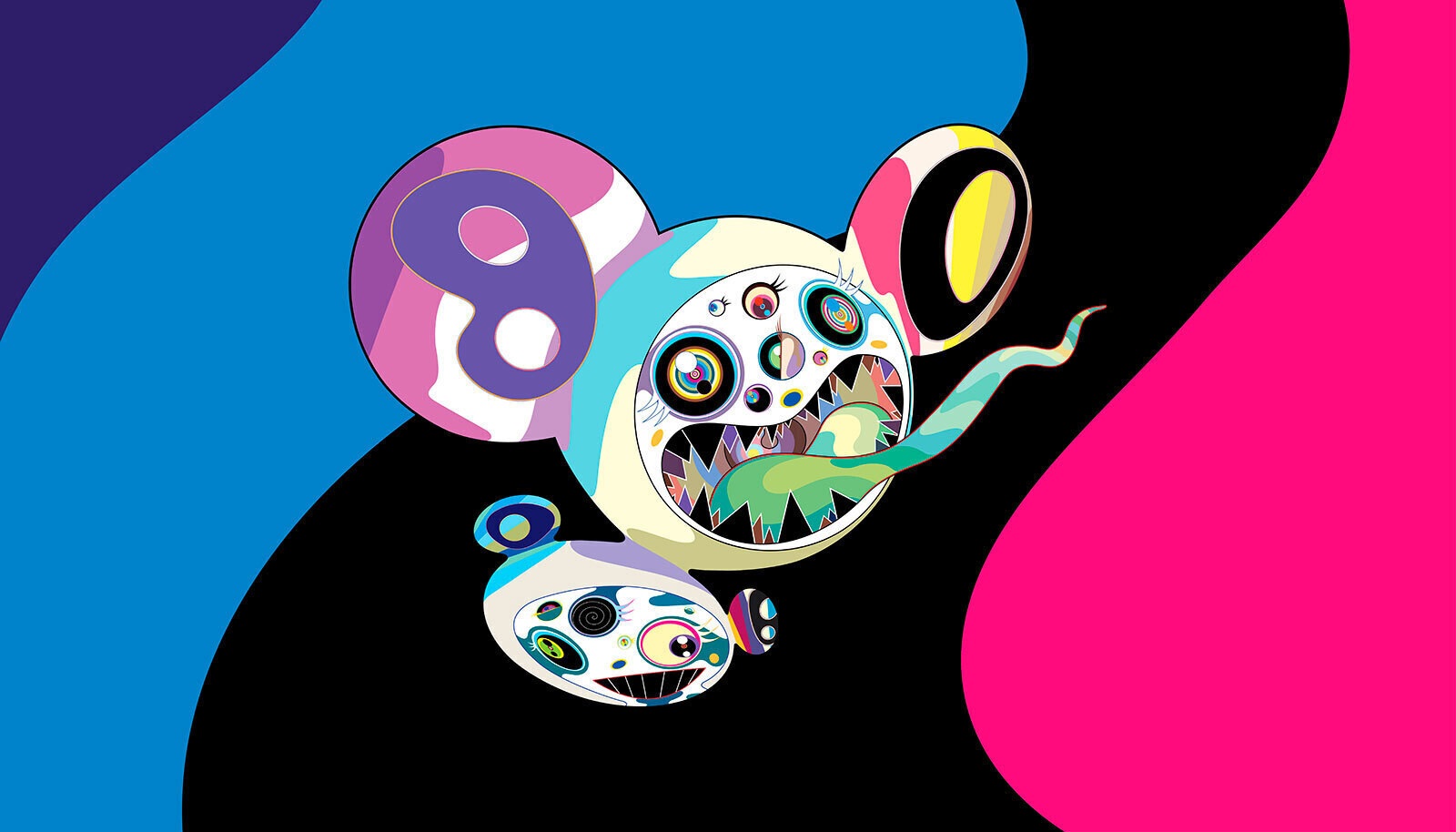 Тakashi Murakami. DOB Playing Innocent, 2017Acrylic on canvas mounted on wood panel289 &times; 374.5 cmCourtesy Perrotin&copy; 2017 Takashi Murakami/Kaikai Kiki Co., Ltd. All Rights Reserved.