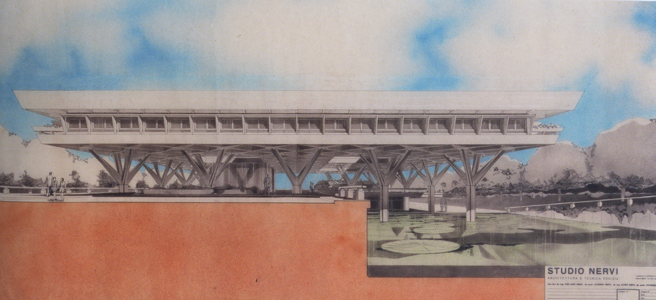 Italian embassy, Brasilia. Project design. 1971© Parma, CSAC