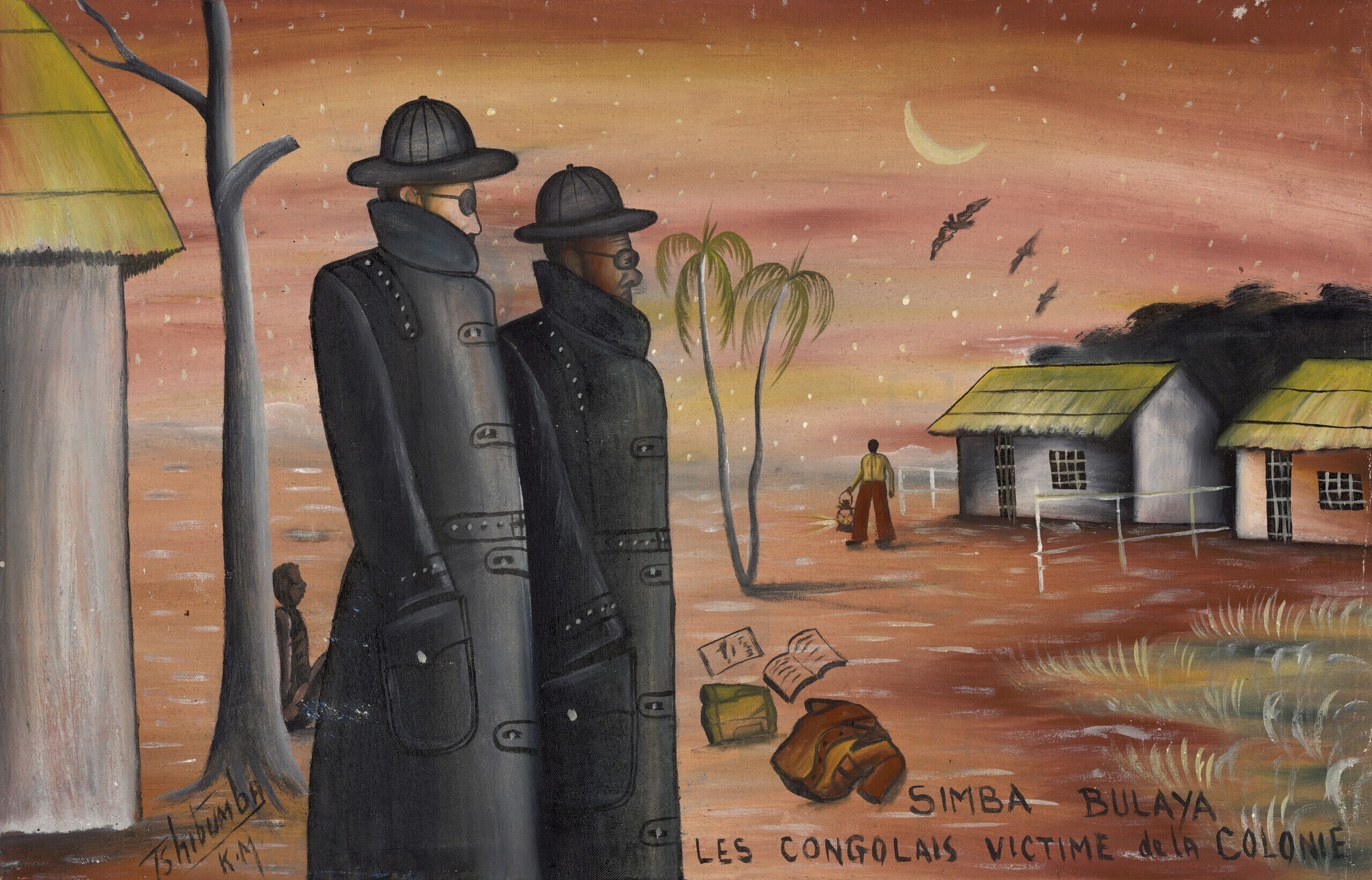 Tshibumba Kanda Matulu (1947-last seen 1982). Simba Bulaya (lions of Europe). Lubumbashi, Haut-Katanga, DRC, 1973. Oil on canvas. RMCA Collection, Tervuren. Шибумба Канда Матулу. (1947 &ndash; 1982).