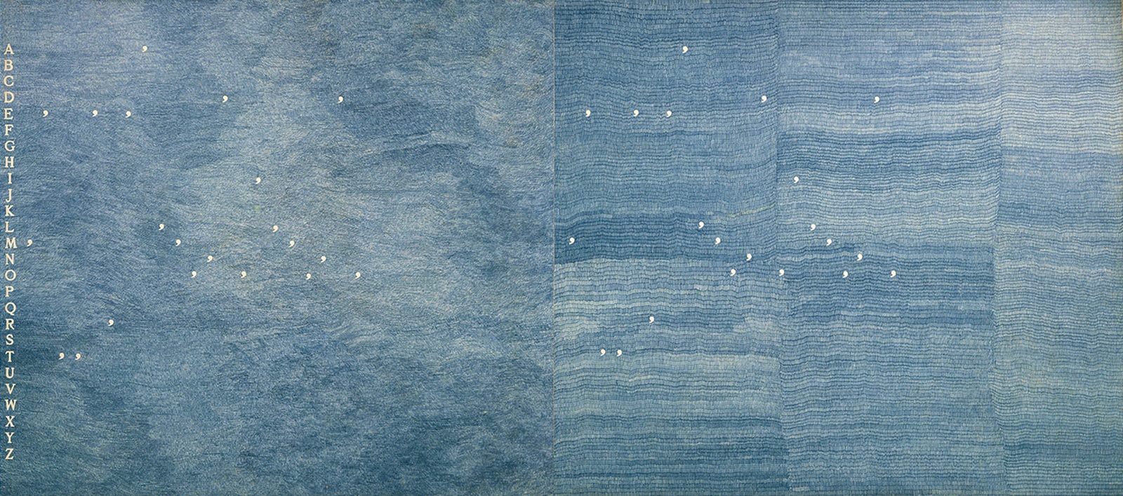 Алигьеро Боэтти. Привнесение мира в мир. 1975. Шариковая ручка на бумаге, смонтированная на холст. 160 &times; 347 см. Предоставлено Tornabuoni Art, Париж