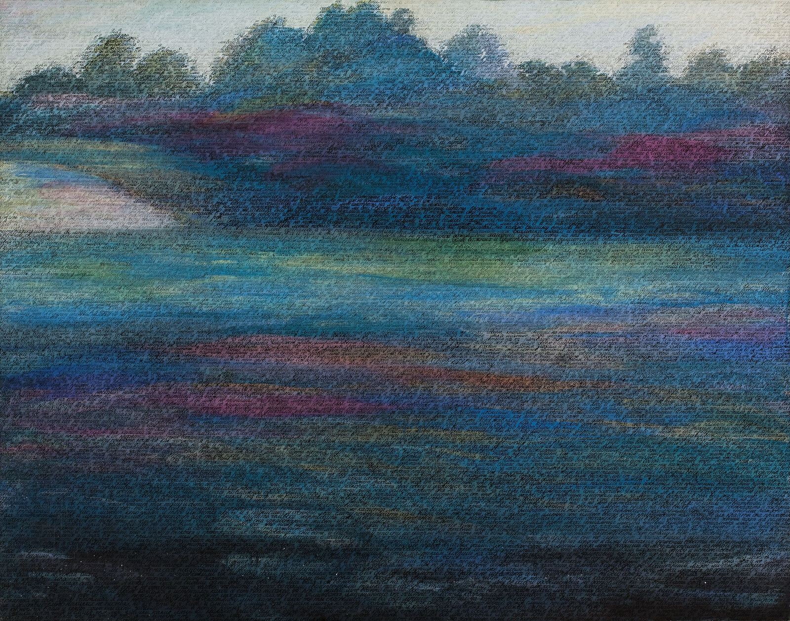 Svetlana Kopystiansky.&nbsp;Landscape № 4, 1988Tempera on canvas, handwritten text 125&nbsp;&times;&nbsp;160 cmCollection of Ekaterina and Vladimir Semenikhin&copy; Svetlana Kopystiansky