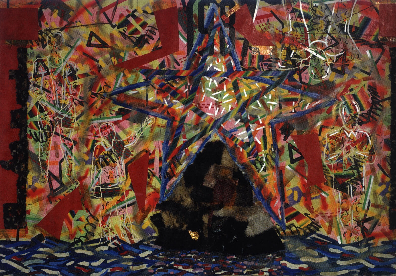 Sergei Shutov. Assa, Nephews! 1987Oil and collage on canvas, 200 &times; 300 cmROSIZO State Museum and Exhibition Center (Collection of NCCA)