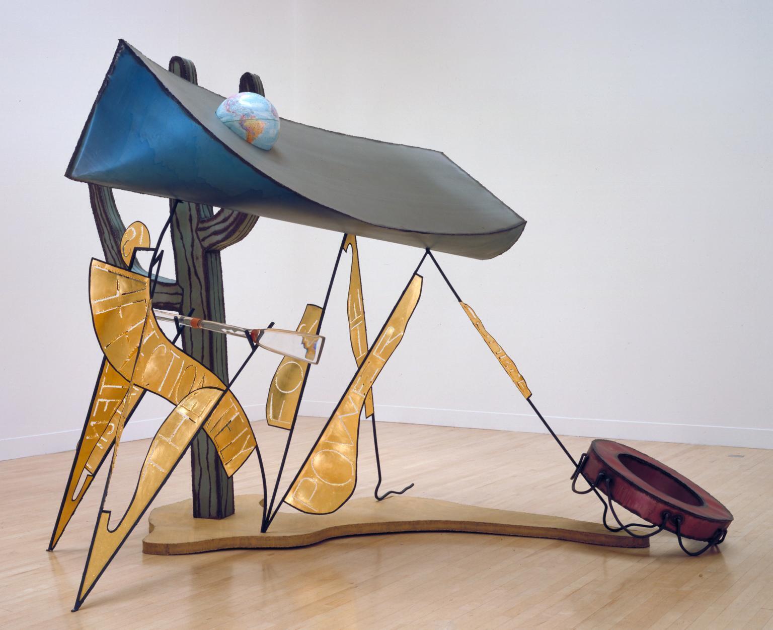 Билл Вудроу. Стеклянное весло. 1989Сталь, стекло, глобус© Bill Woodrow