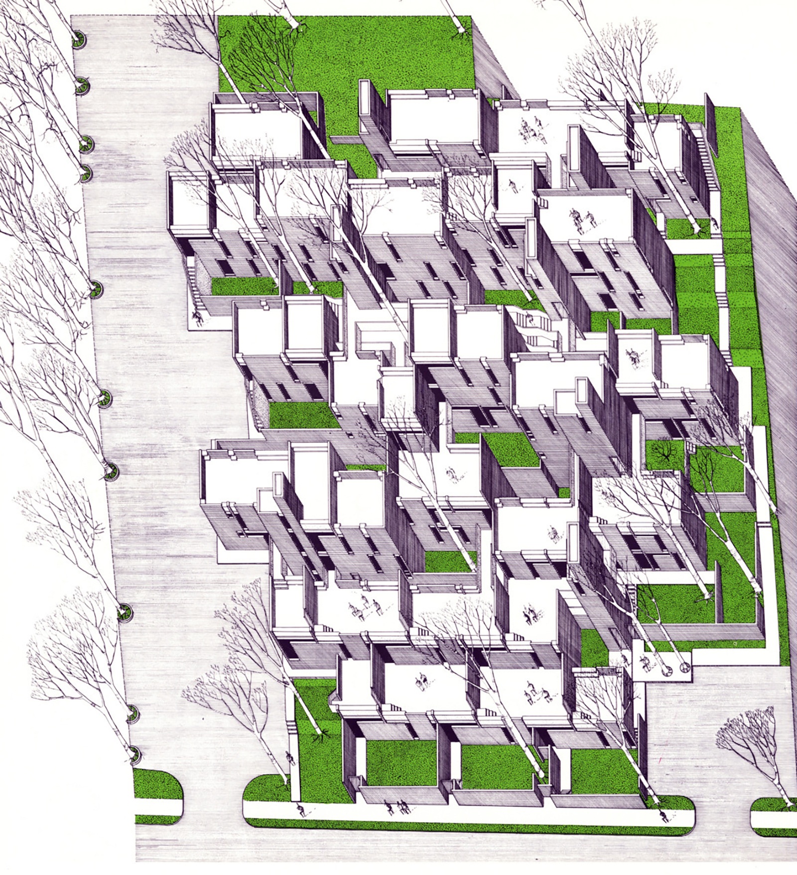 Проект общежития для семейных студентов Йельского университета. 1961&Oacute; The Estate of Paul Rudolph, The Paul Rudolph Heritage Foundation  &nbsp;
