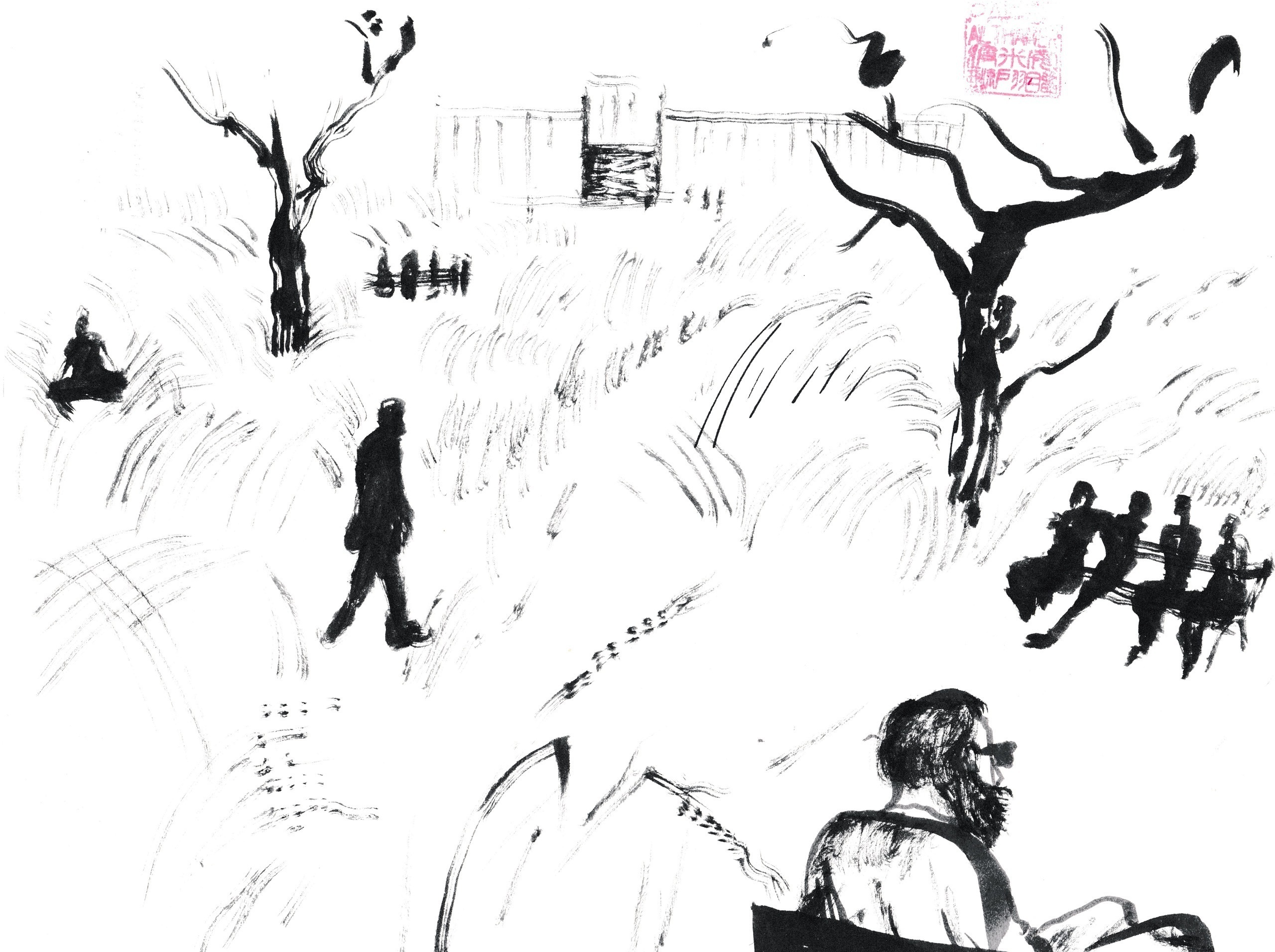 Павел Альтхамер. Эскиз инсталляции &laquo;Тишина&raquo;. 2020Бумага, тушьПредоставлено художником