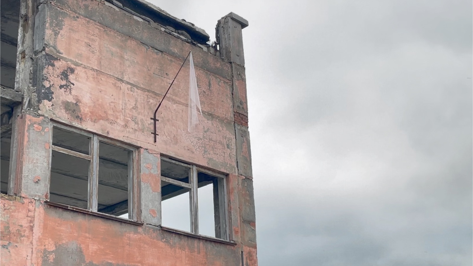 Ганна Зубĸова. Ложное солнце. 2021. Прозрачное полотно, металл.Предоставлено художницей