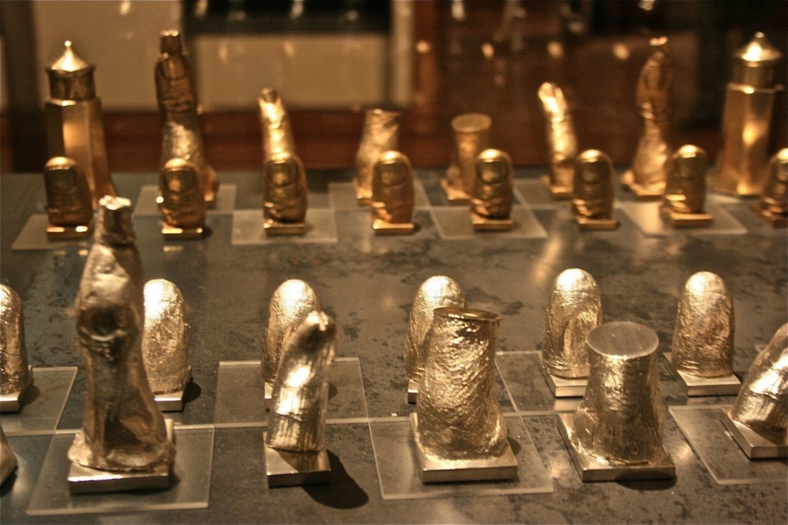 Salvador Dali. Homage to Marcel Duchamp. 1964. Chess set. Sixteen Sterling silver and sixteen silver gilt. Montreal Museum of Fine Arts