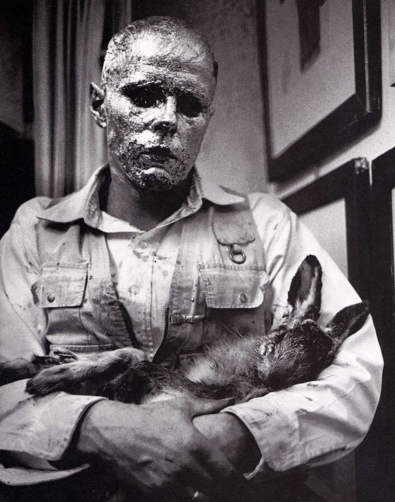 Joseph Beuys. How to Explain Pictures to a Dead Hare. 1965, November. Performance in Gallery Schmela, Dusseldorf