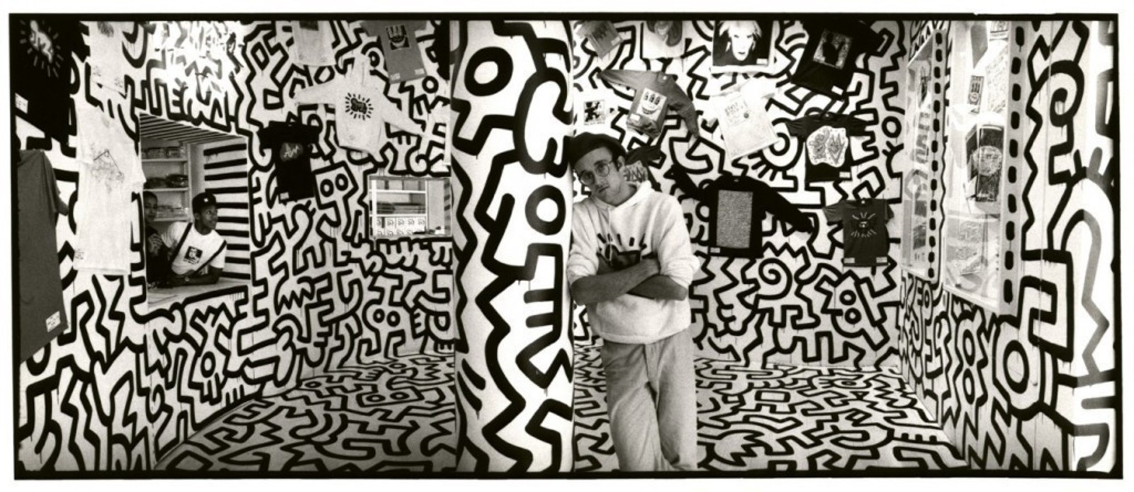 Keith Haring in his Pop Shop in New York City. 1986. &copy; Charles Dolfi-Michels/Keith Haring Foundation