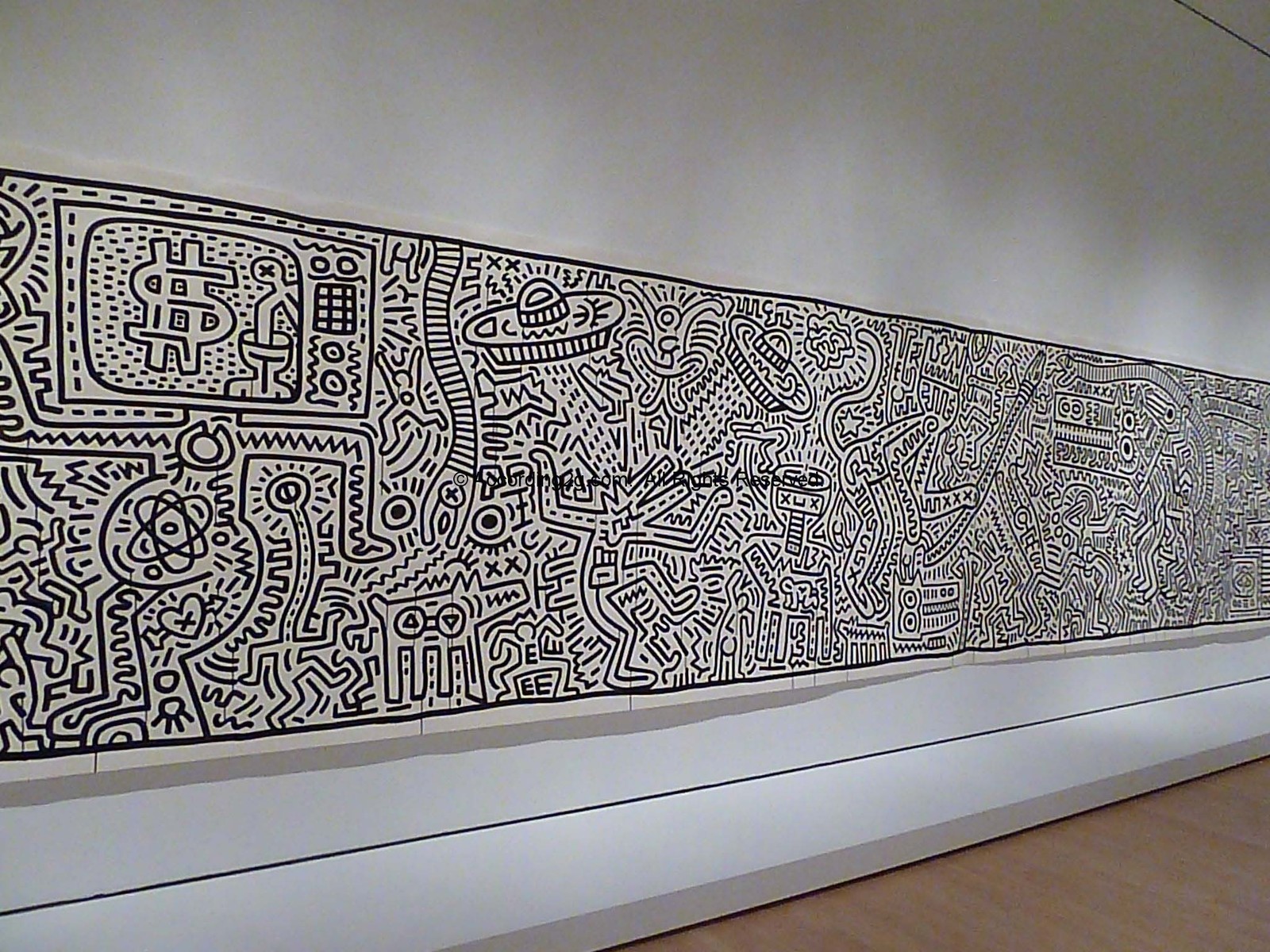 Keith Haring. Partial view of the mural "Matrix". Ink on paper. Length 914 cm. &copy; Joseph K. Levene Fine Art, Ltd. | JKLFA