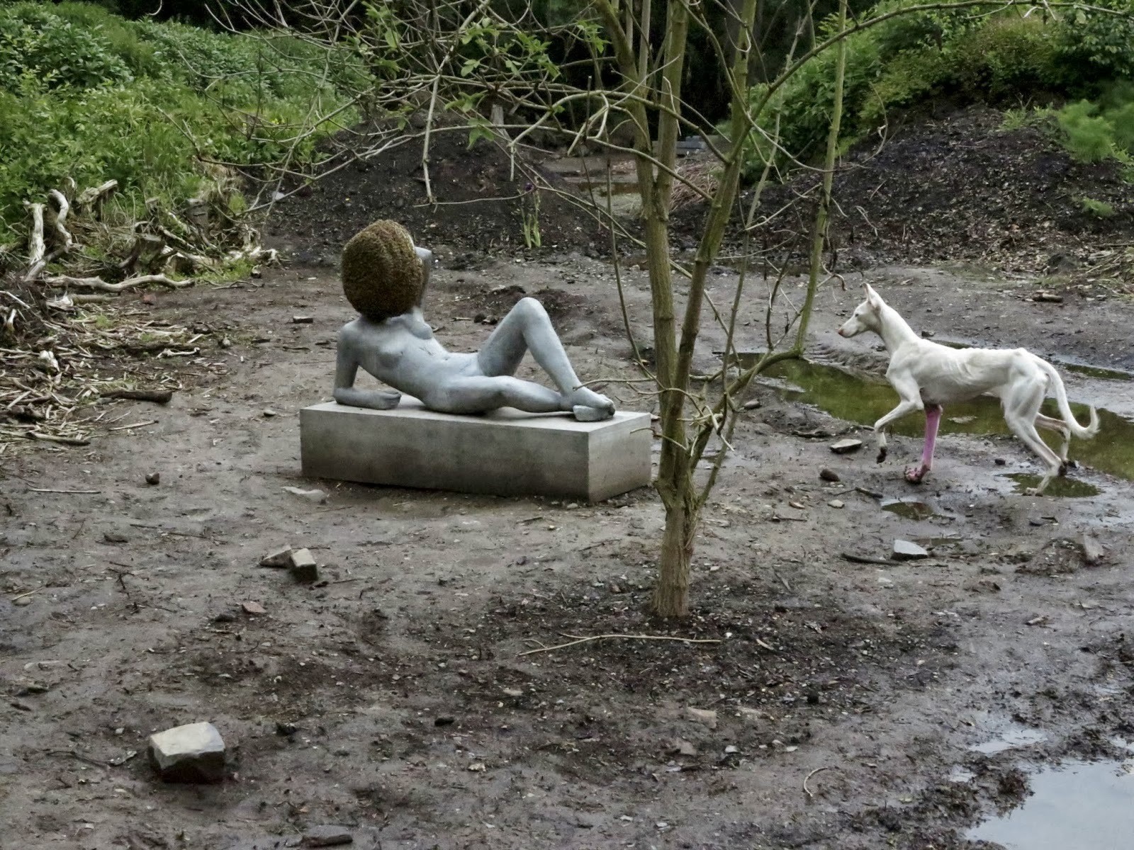 Pierre Huyghe. Untitled. 2012. Beehive, sculpture, painted dog. Centre Pompidou (Paris, France).
