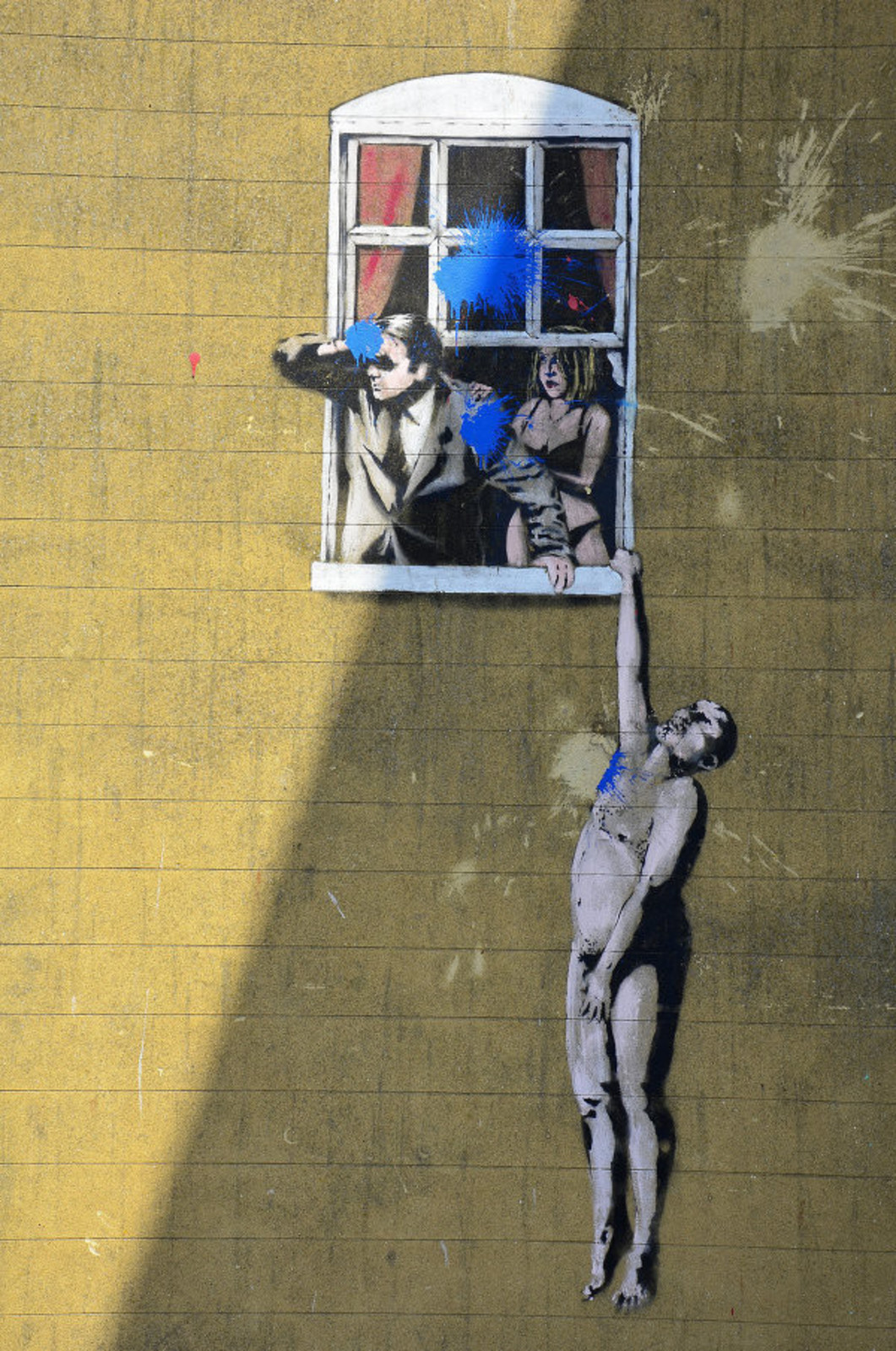 Banksy  Naked Man Hanging from Window, 2006  Graffiti on the wall of a sexual-health clinic, Bristol