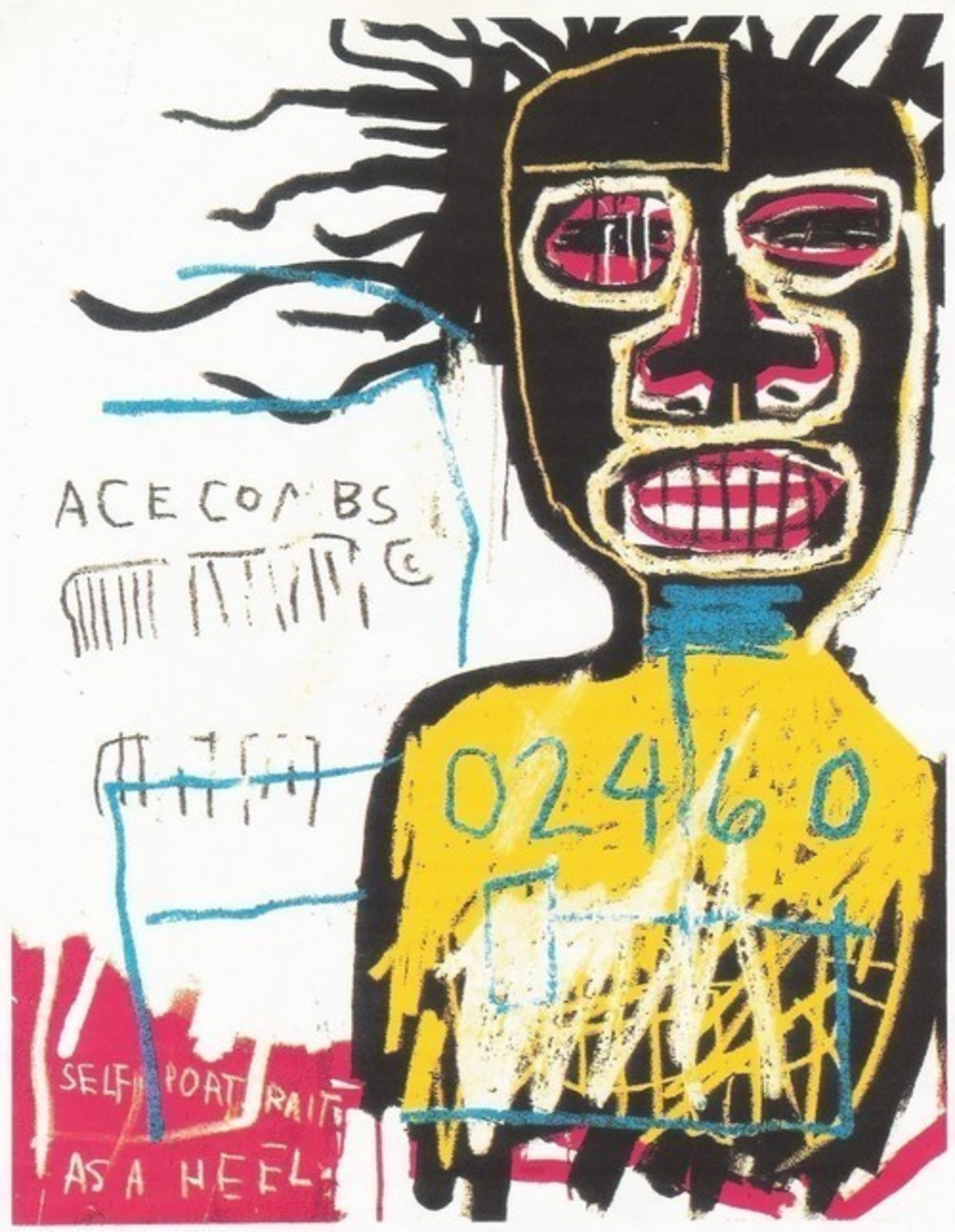 Jean-Michel Basquiat. Self-Portrait. Pursued. 1982. Acrylic and oil pencil on canvas. 127 x 102 cm.