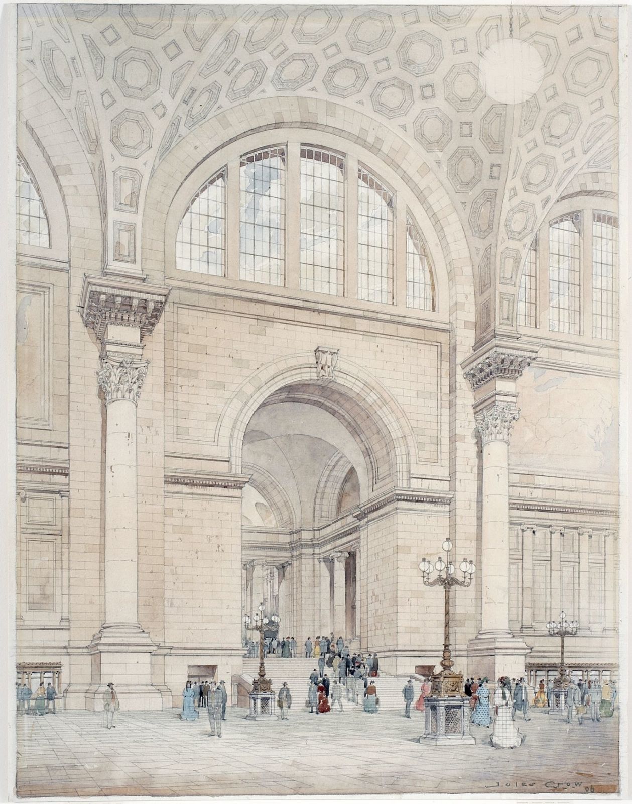 McKim, Mead &amp; White. Pennsylvania Station in New York City. Drawing by Jules Crow. 1906 &copy; New-York Historical Society, PR042, McKim, Mead &amp; White Collection