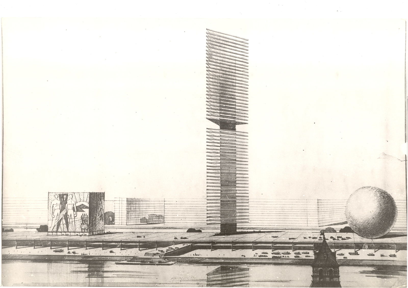 Leonid Pavlov. Project for the World Expo in Moscow. Central part of the complex. 1961 &copy; Pavlov family archive
