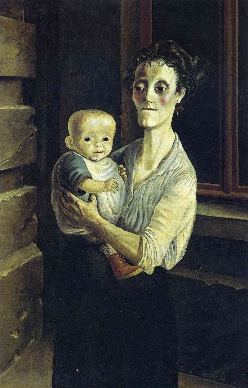 Отто Дикс. Мать и дитя. 1921. Холст, масло. 21 х 120 см. Галерея новых мастеров, Дрезден, Германия