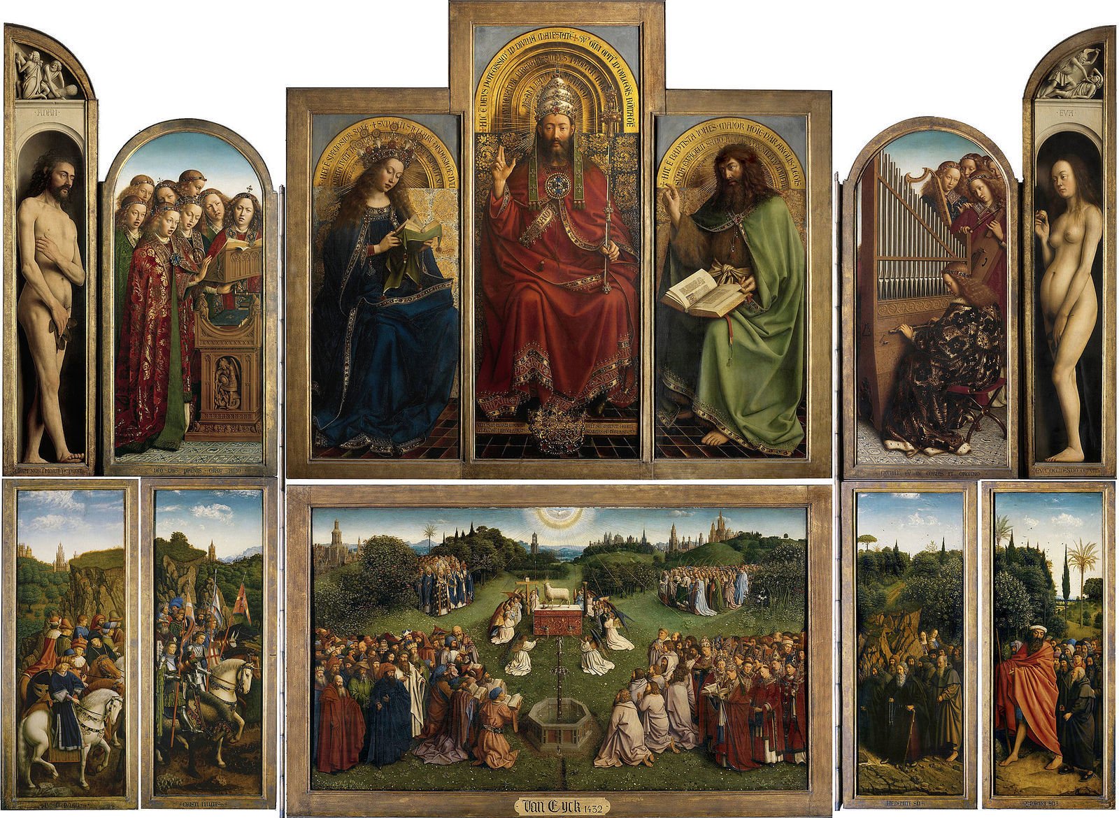Hubert van Eyck,Jan van Eyck, Ghent Altarpiece, 1432. Saint Bavo Cathedral, Ghent, Belgium