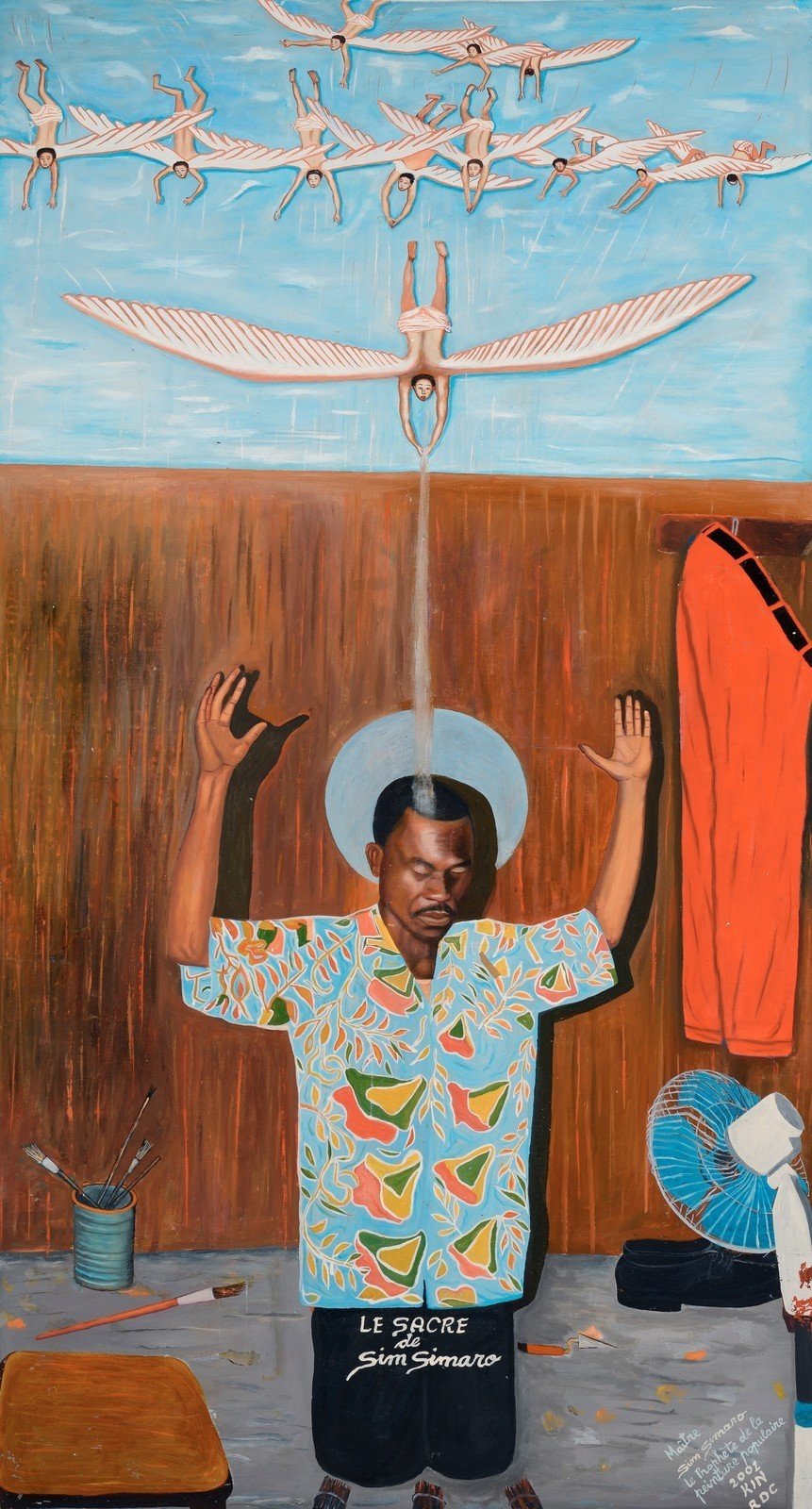 Sim Simaro (&deg;1952). The Consecration of Sim Simaro. Kinshasa, 2001. Oil on canvas. RMCA Collection, Tervuren