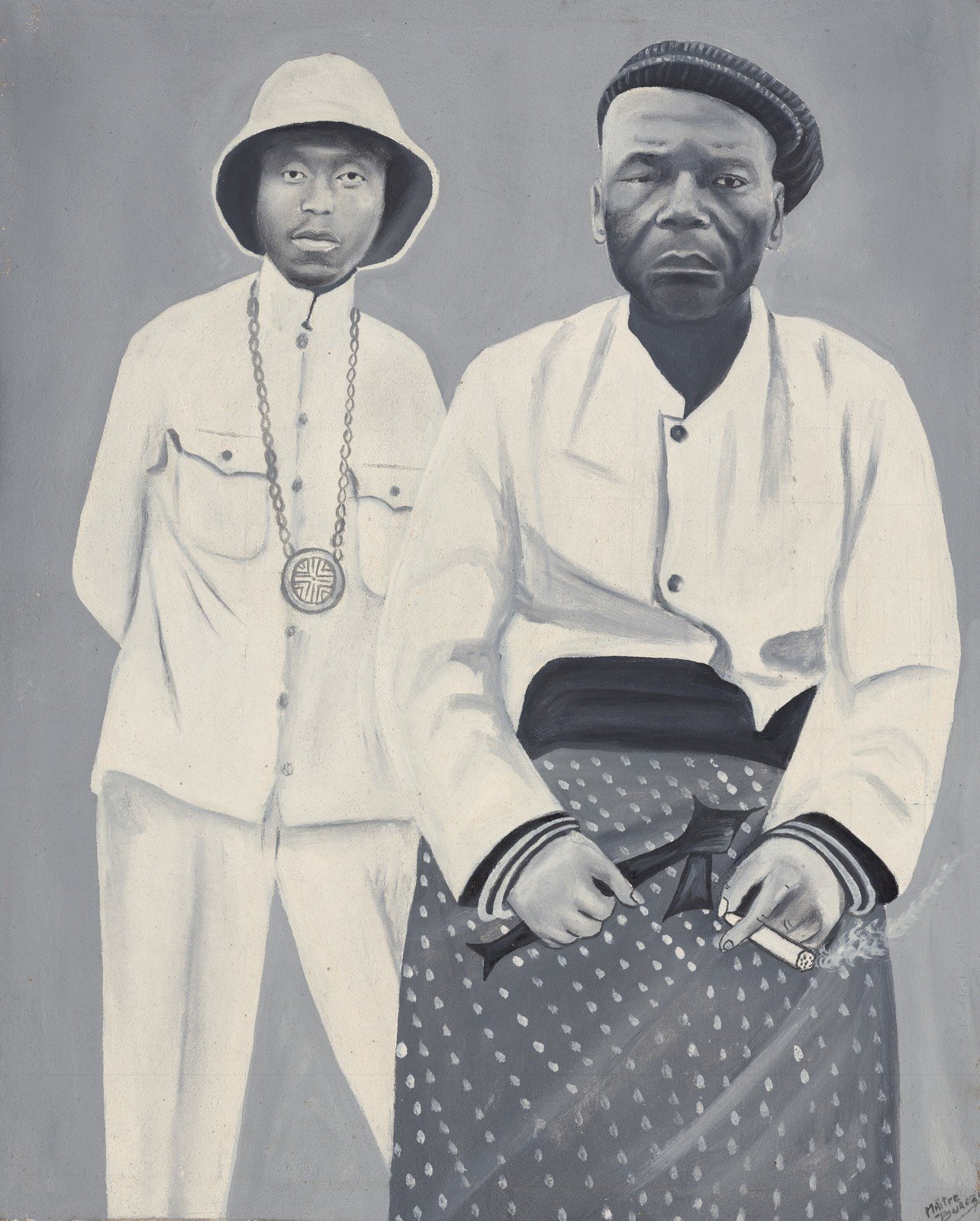 Burozi. Chief Lumpungu and his father Lumpungu Kaumbu Ka Ngoie. Lubumbashi, Haut-Katanga, DRC, 1997. Oil on canvas. RMCA Collection, Tervuren.