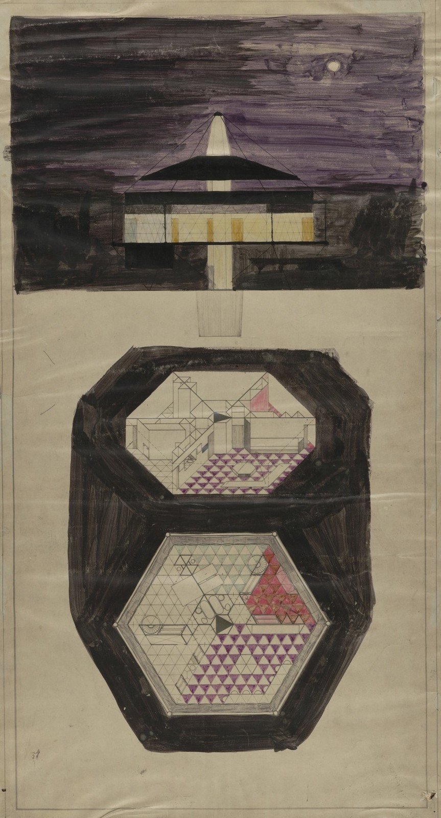 Бакминстер Фуллер. Проект жилого дома системы Dymaxion. Фасад, аксонометрия, план. Ок. 1930&copy; MOMA