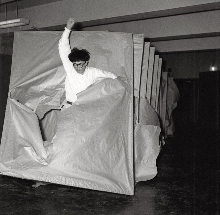 Saburo Murakami, Tsuka (&ldquo;Passage&rdquo;), 1956. Performance views at exhibition.